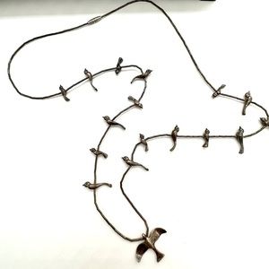 Vintage sterling silver bird fetish necklace